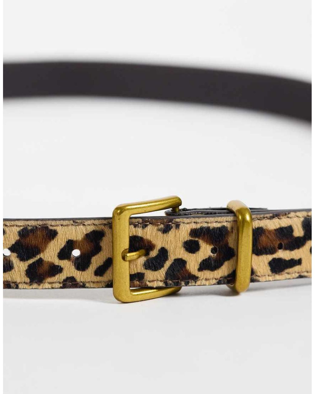 ASOS Brown Asos Design Curve Hair On Leather Belt With Square Buckle