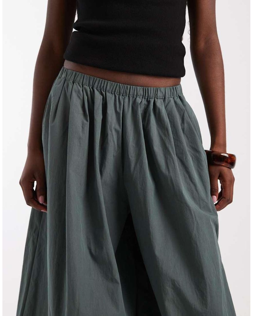 ASOS Black Cotton Nylon Super Wide Leg Trousers