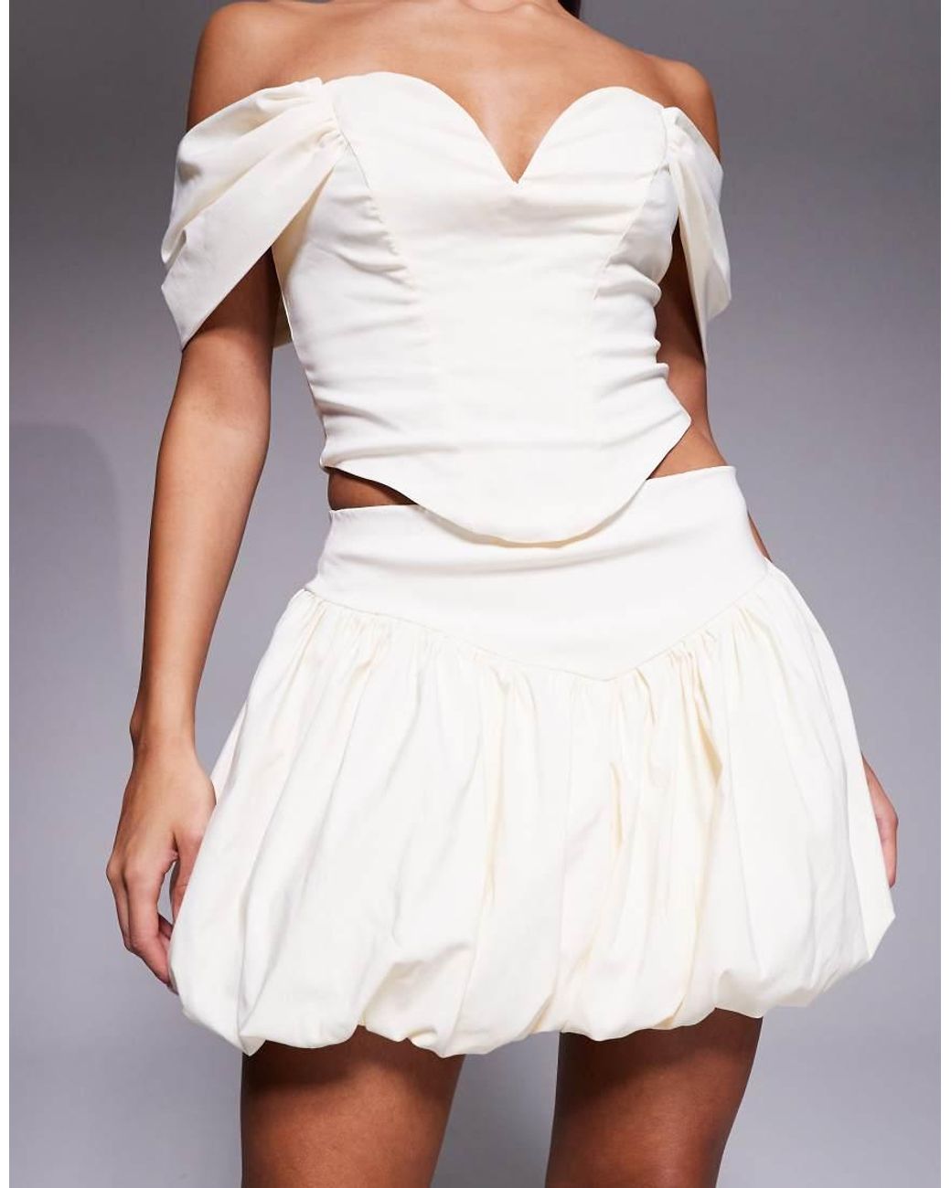 Goddiva White Bengaline Balloon Mini Skirt