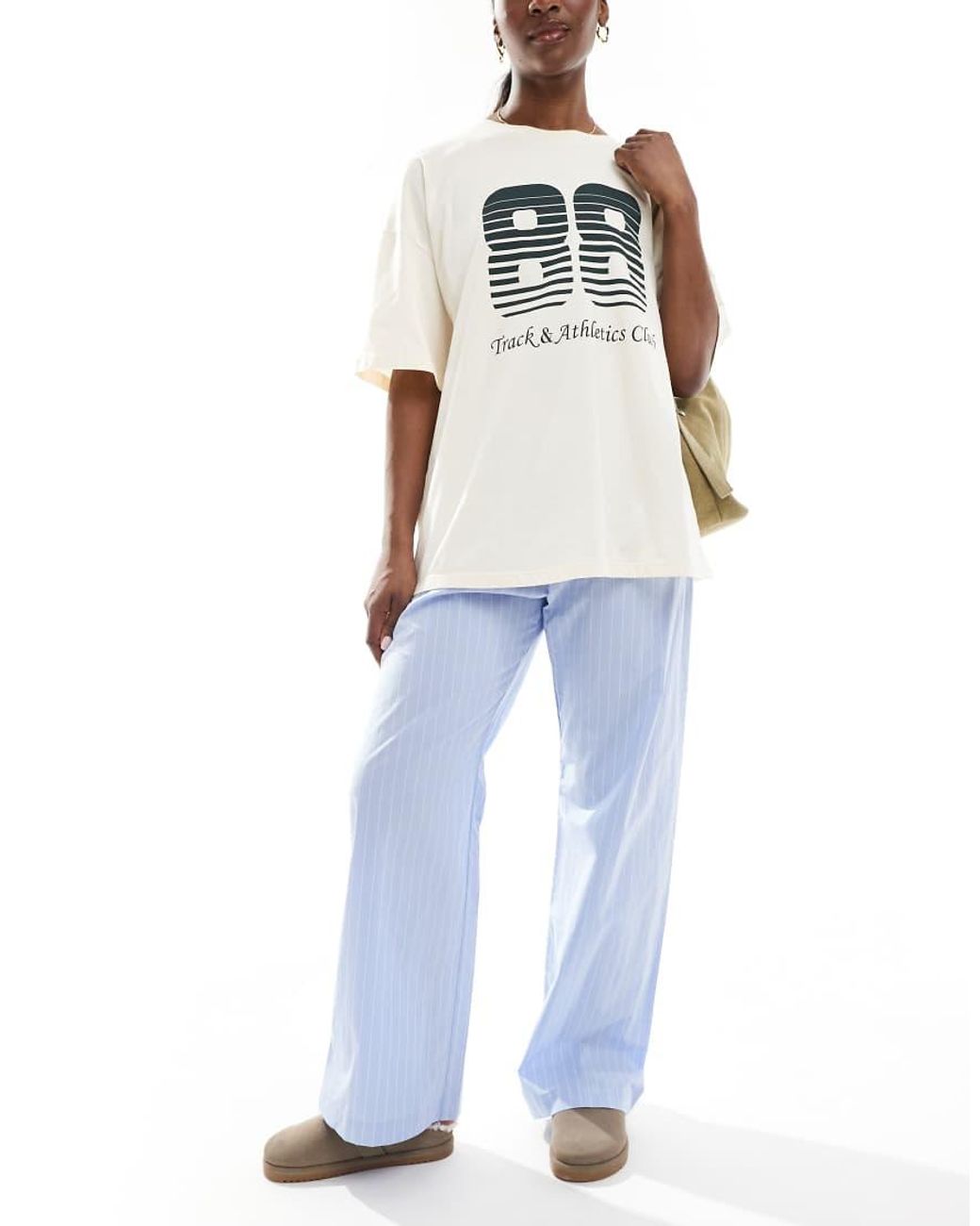 Cotton On Blue Striped Boyfriend Boxer Pyjama Trousers