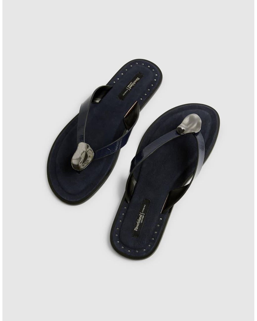 River Island White Studded Detail Toe Thong Flat Sandal