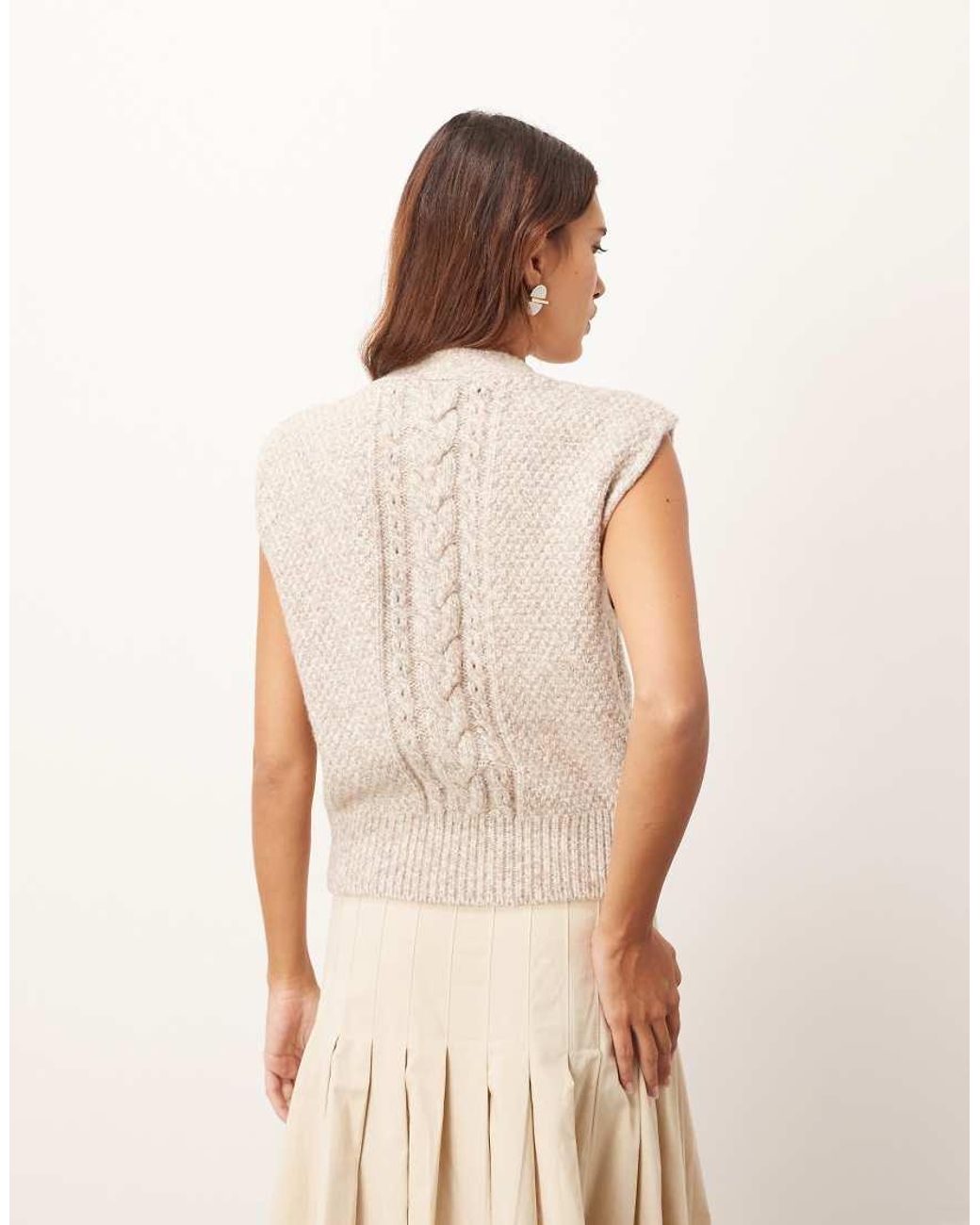 ARRANGE Natural Cable Knit Tank Cardi