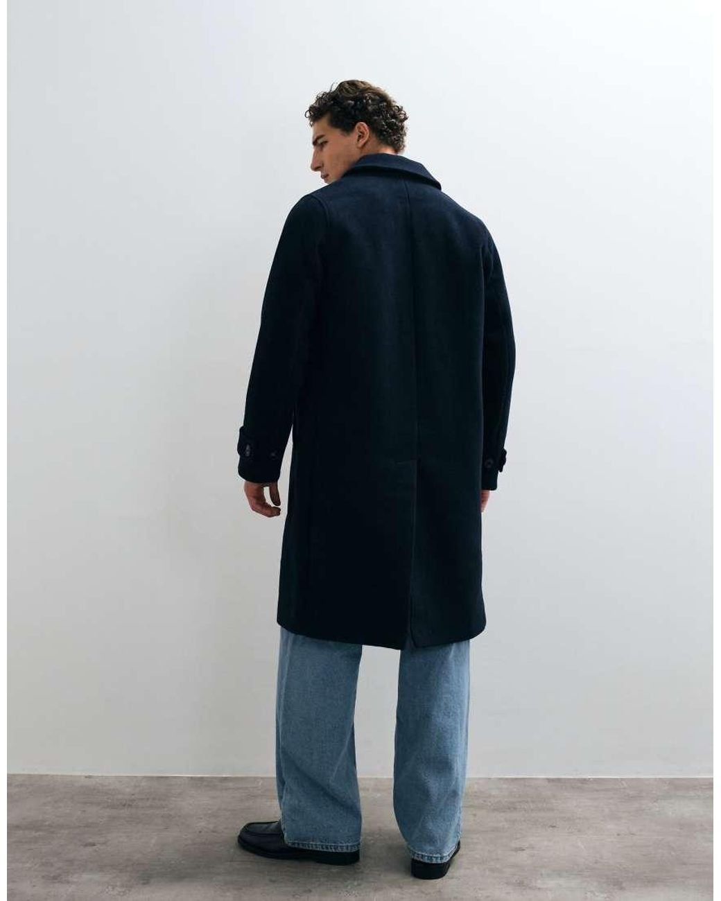 Abercrombie & Fitch Blue Oversized Wool Blend Longline Coat for men