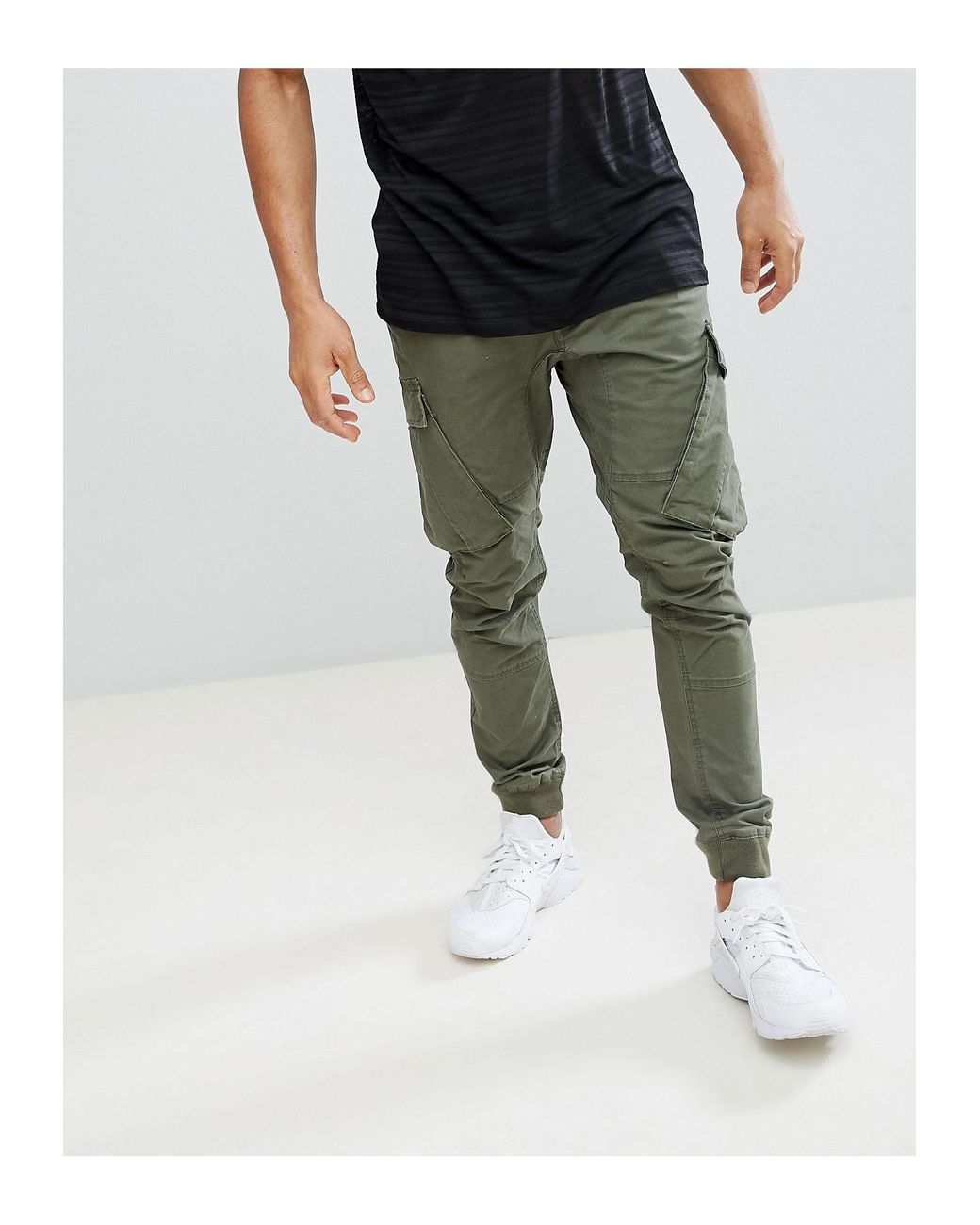 River Island Tapered Cargo Pants In Khaki in Green for Men | Lyst Canada