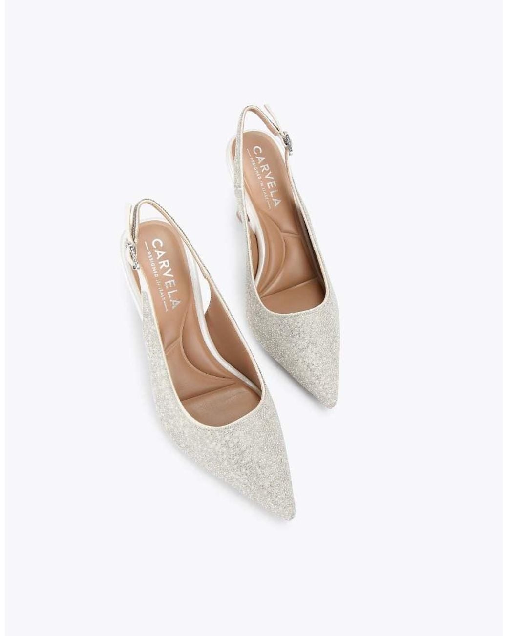 Carvela Kurt Geiger White Corletta Sling Court Heeled Shoes