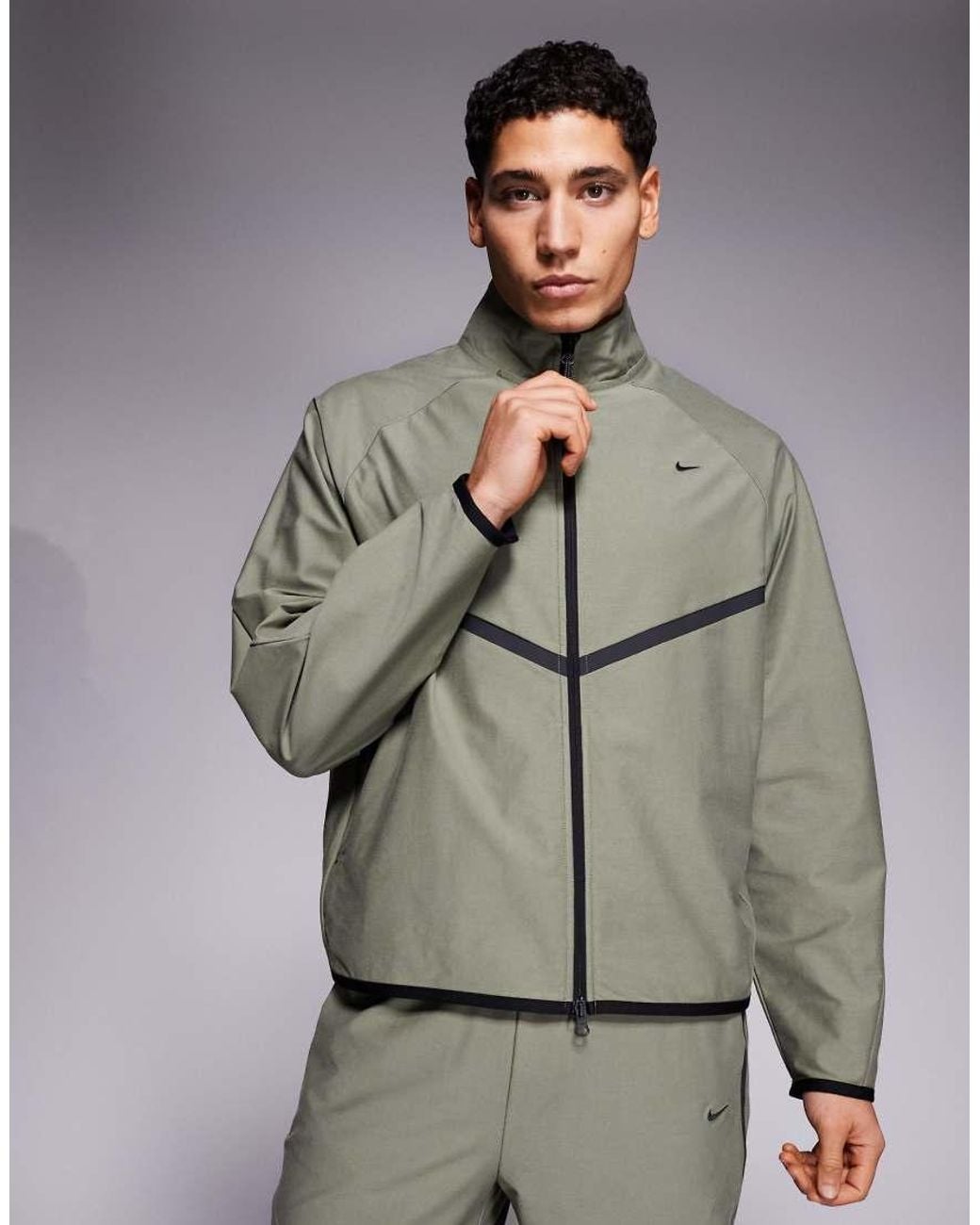 Nike Gray Tech Shori Full Zip Funnel Neck Track Jacket for men