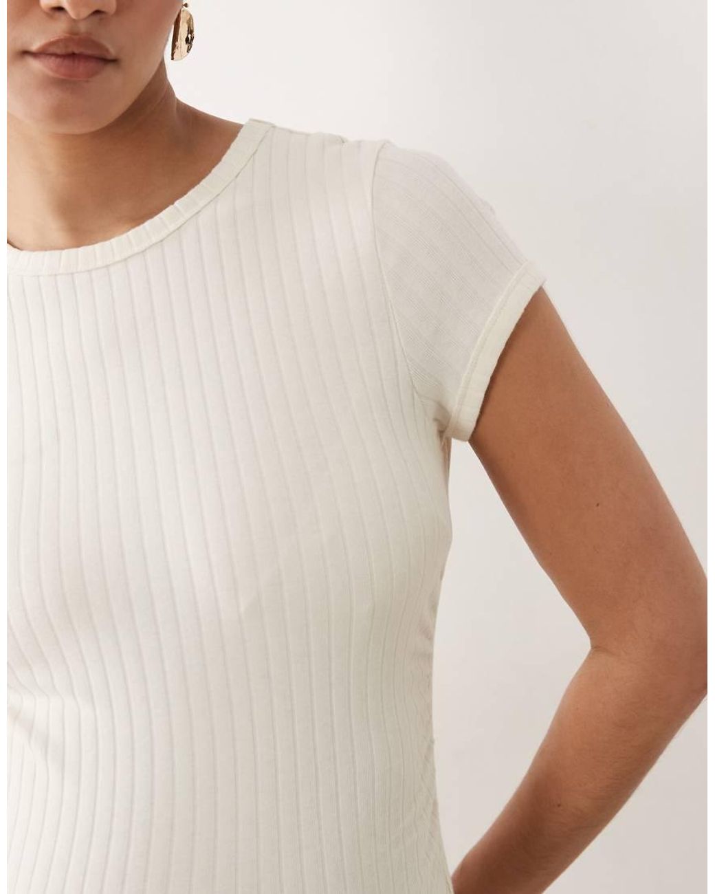 ASOS Natural Asos Design Maternity Ribbed Cap Sleeve Ruched Midi Dress