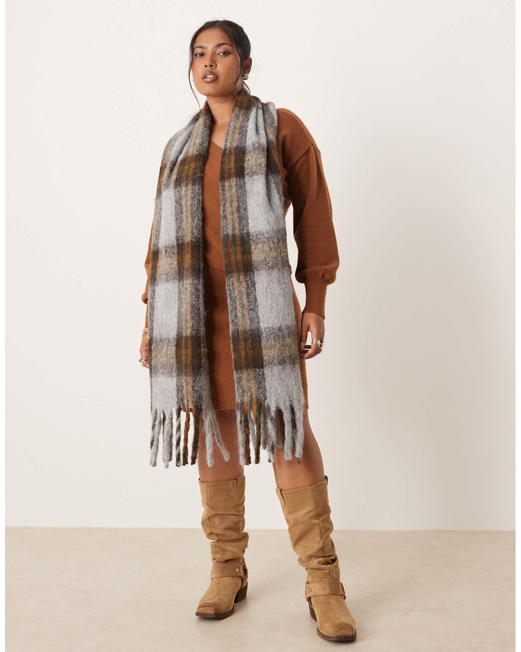 ASOS Brown – gewebter schal mit karomuster