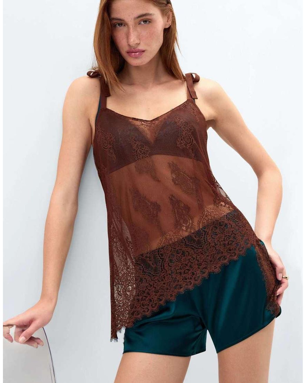Intimissimi Brown Lace Perfection Asymmetrical Top