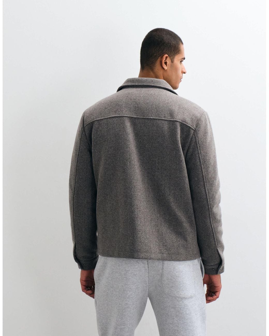 Threadbare Gray Faux Wool Zip Through Jacket for men
