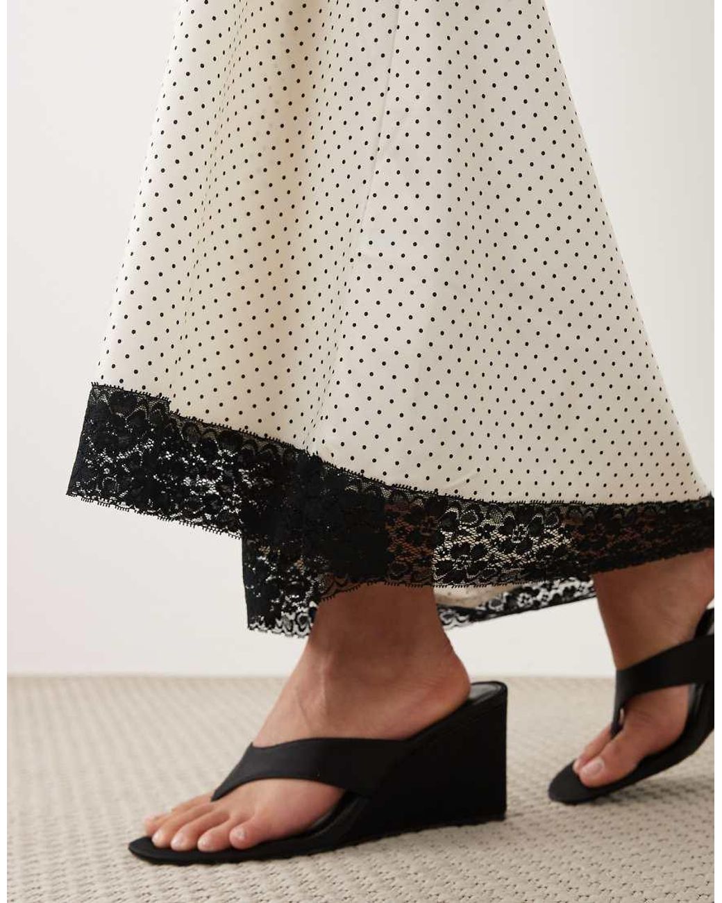 Brave Soul White Satin Maxi Skirt With Lace Trim