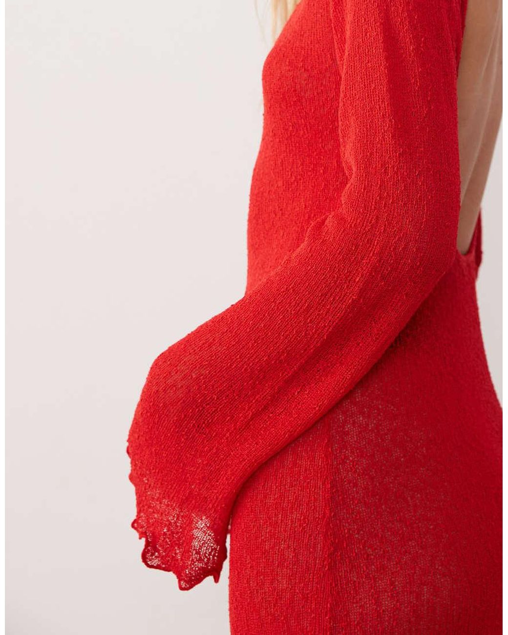 ASOS Red Beach Knitted Boucle Scoop Back Mini Dress