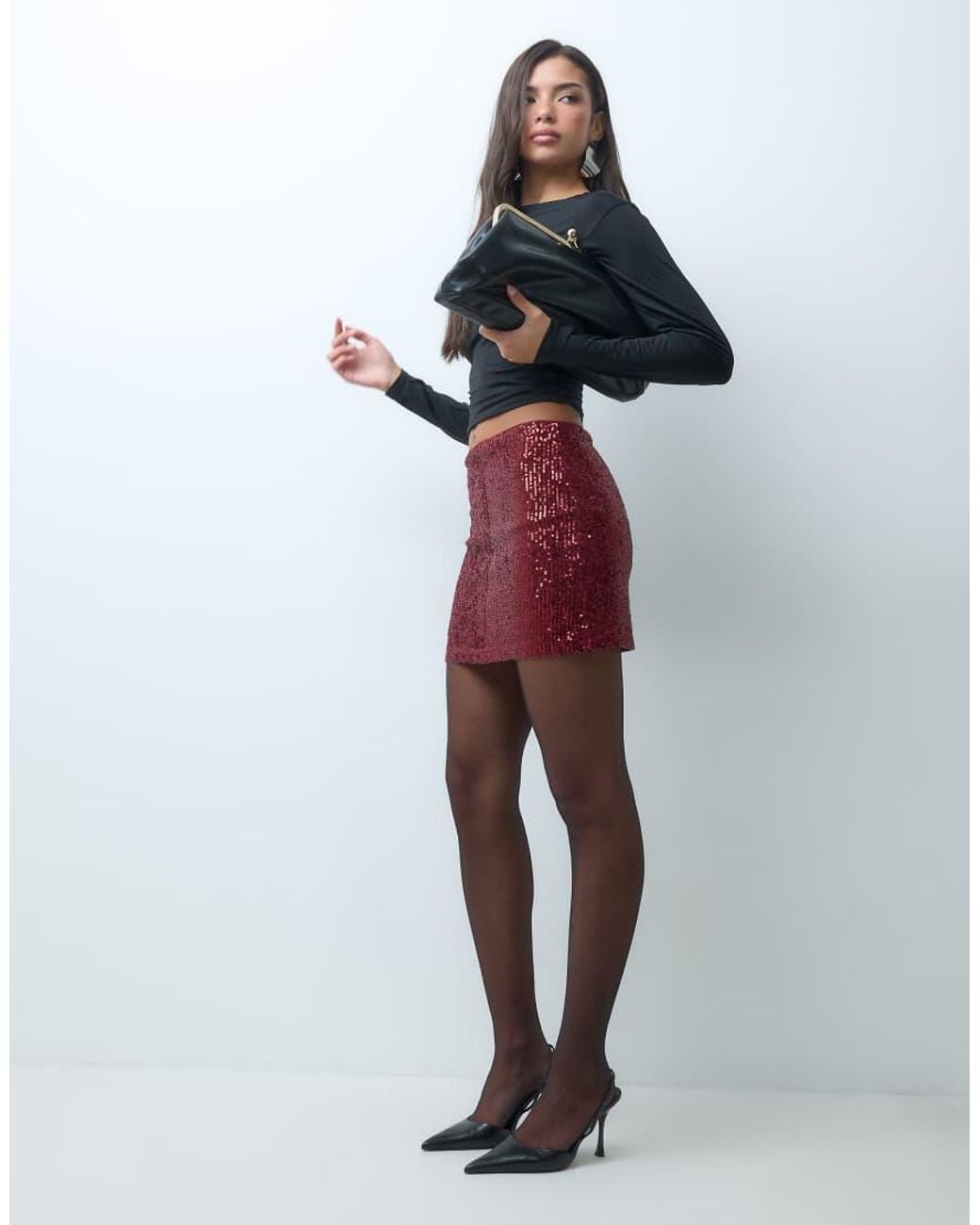 ASOS Red Allover Sequin Micro Mini Skirt
