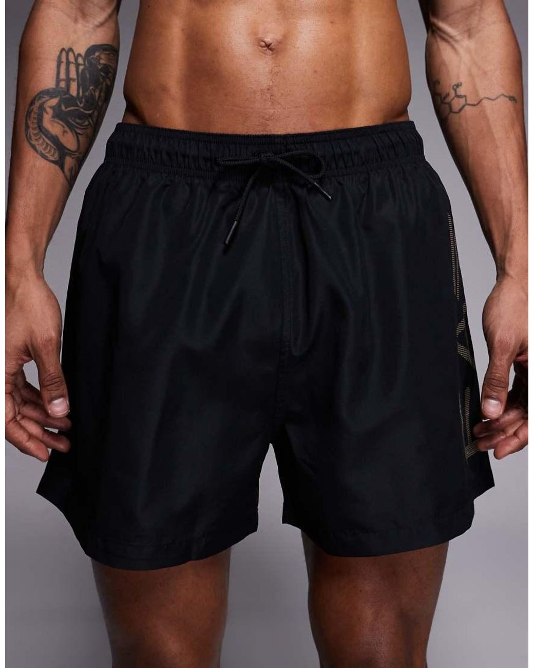 EA7 Black Armani Logo Swim Shorts for men