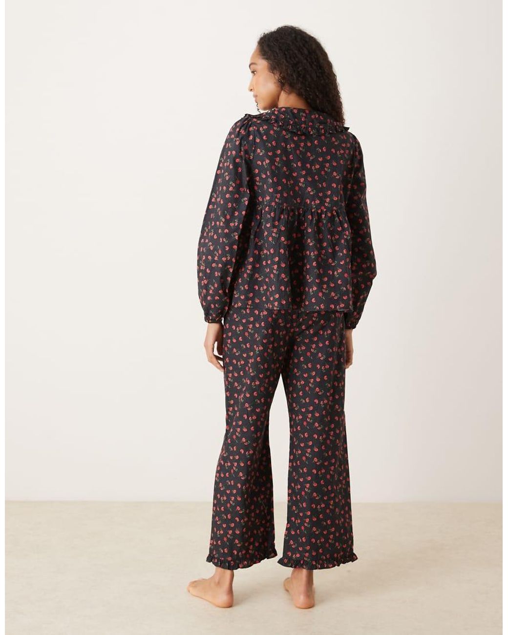 Glamorous Red Ruffle Pyjama Shirt And Trousers