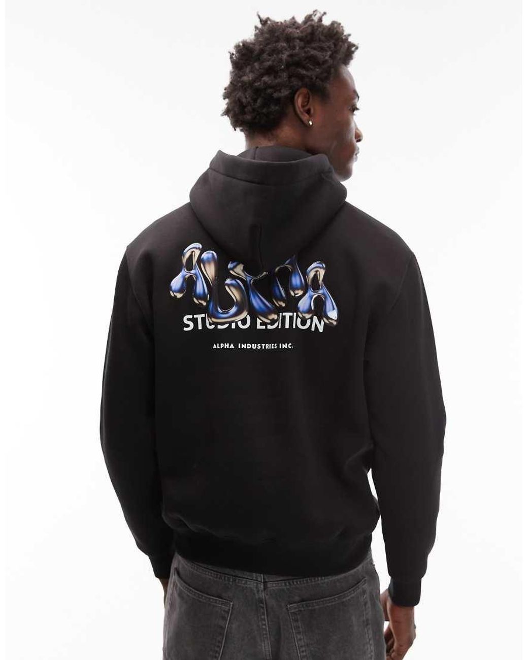 Alpha Industries Black Studio Edition Logo Hoodie for men