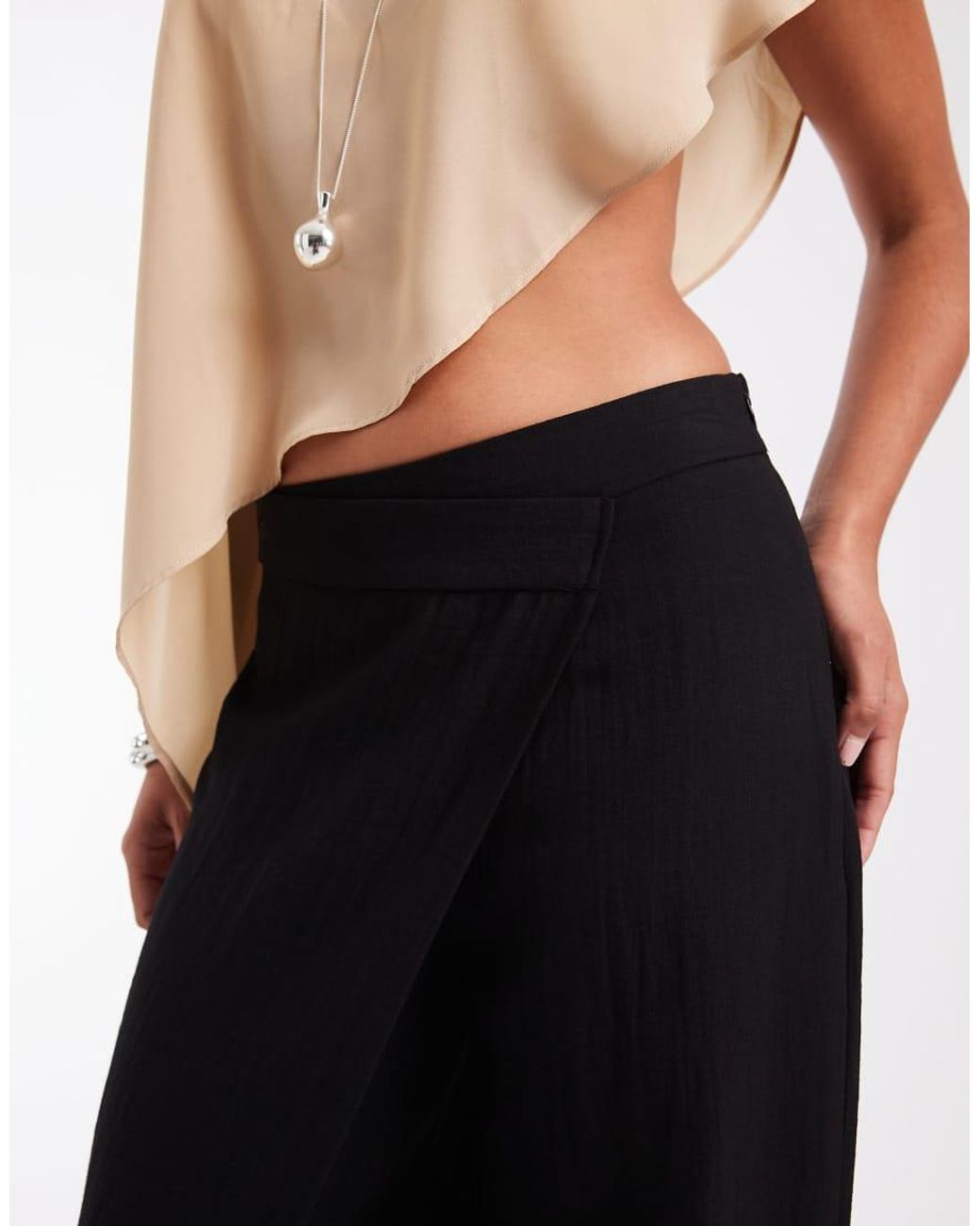 ONLY Black Wide Leg Trousers With Asymmetric Detail
