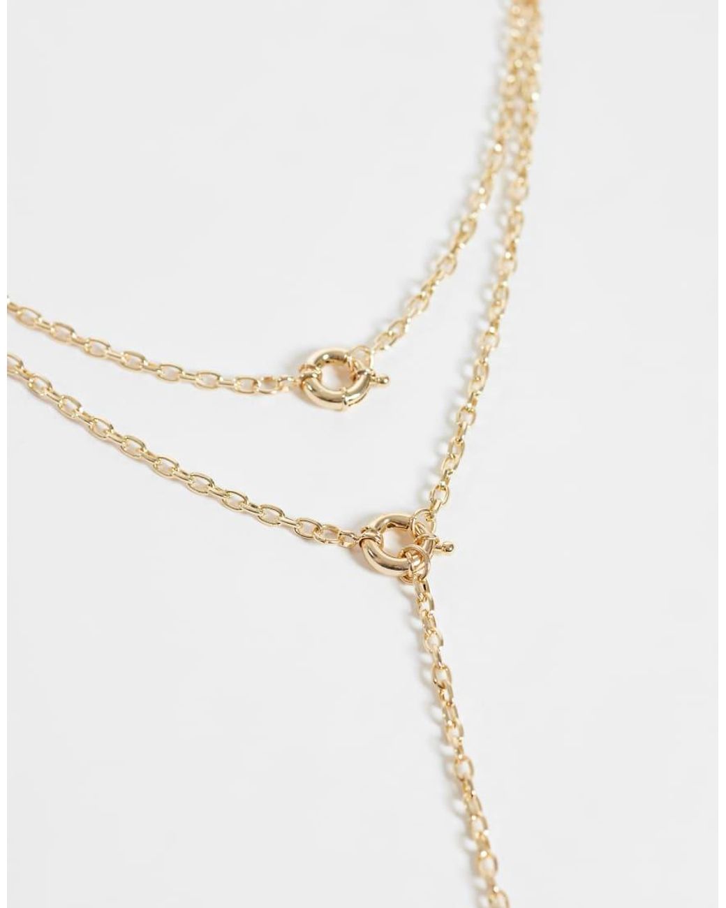 ASOS White Multi-Row Chain Necklace With O-Ring Details