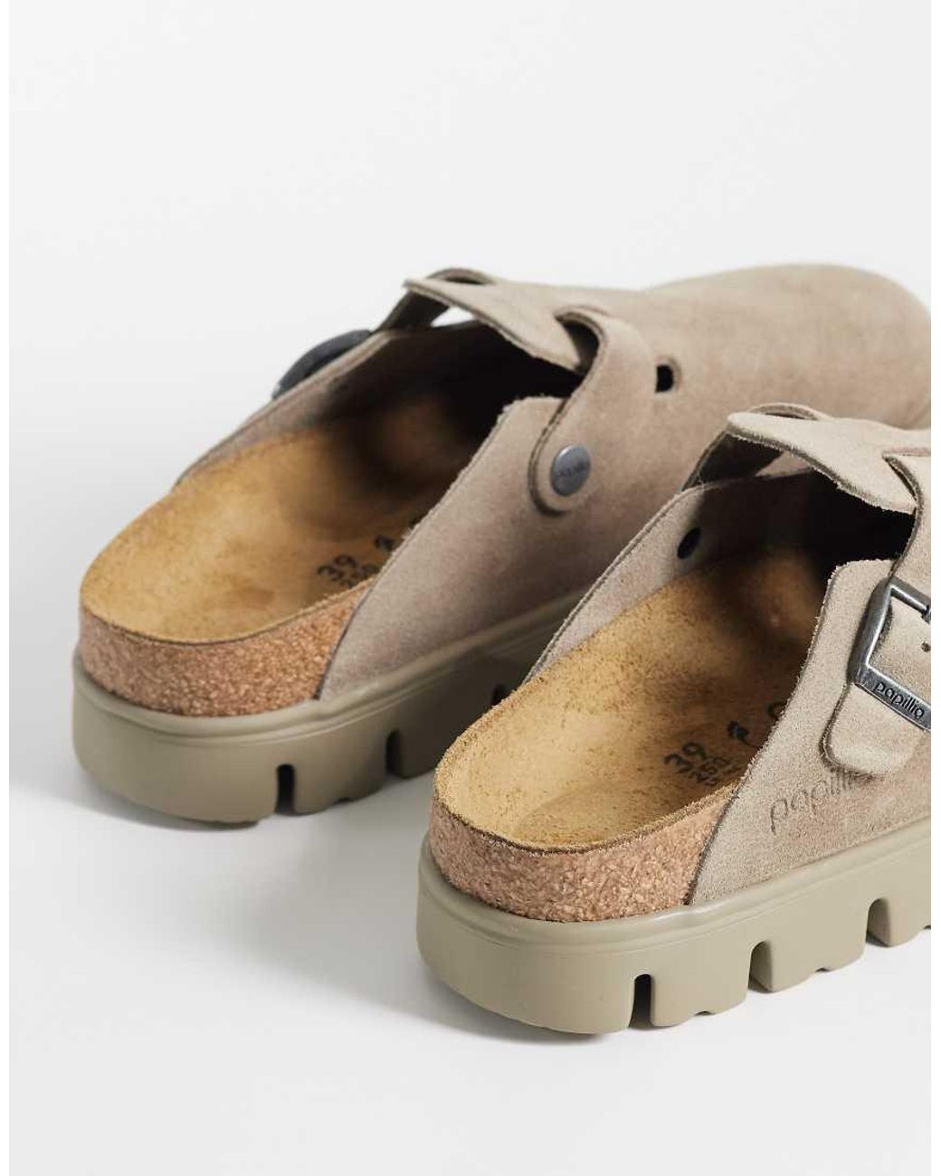 Birkenstock White Boston Suede Chunky Clogs