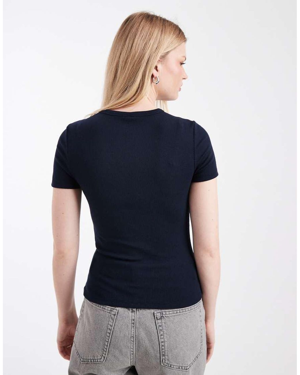 ONLY Blue Fitted Ribbed Top