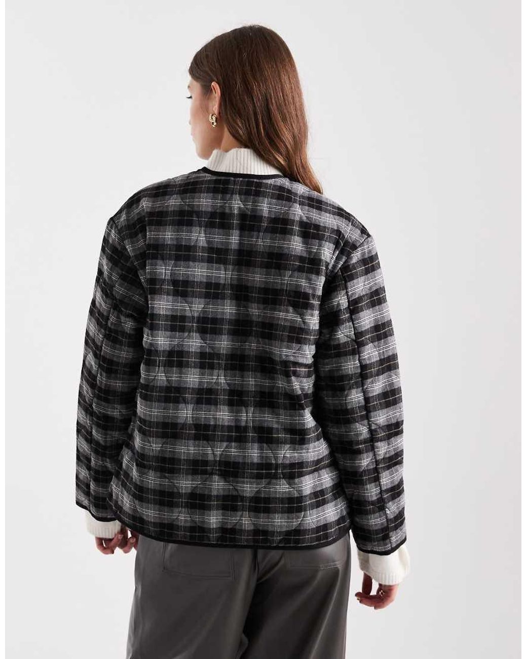 New Look Blue Check Quilt Padded Jacket