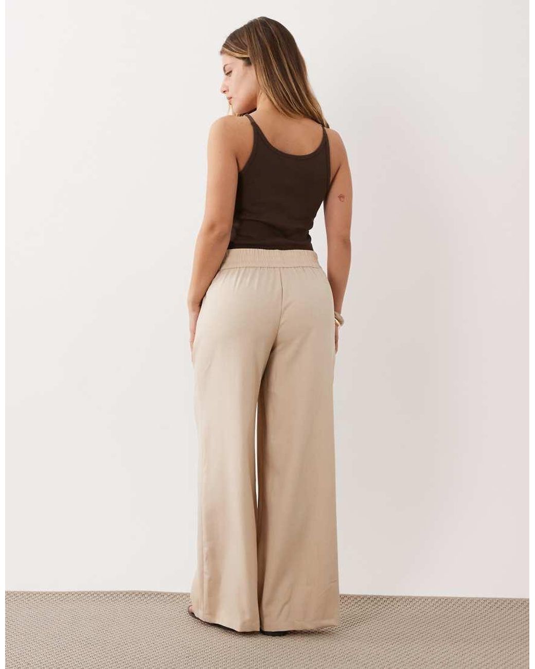 JDY Petite Natural High Waist Wide Leg Trouser
