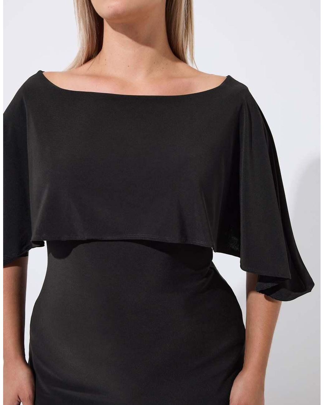 Yours Clothing Black Short Sleeve Cape Top