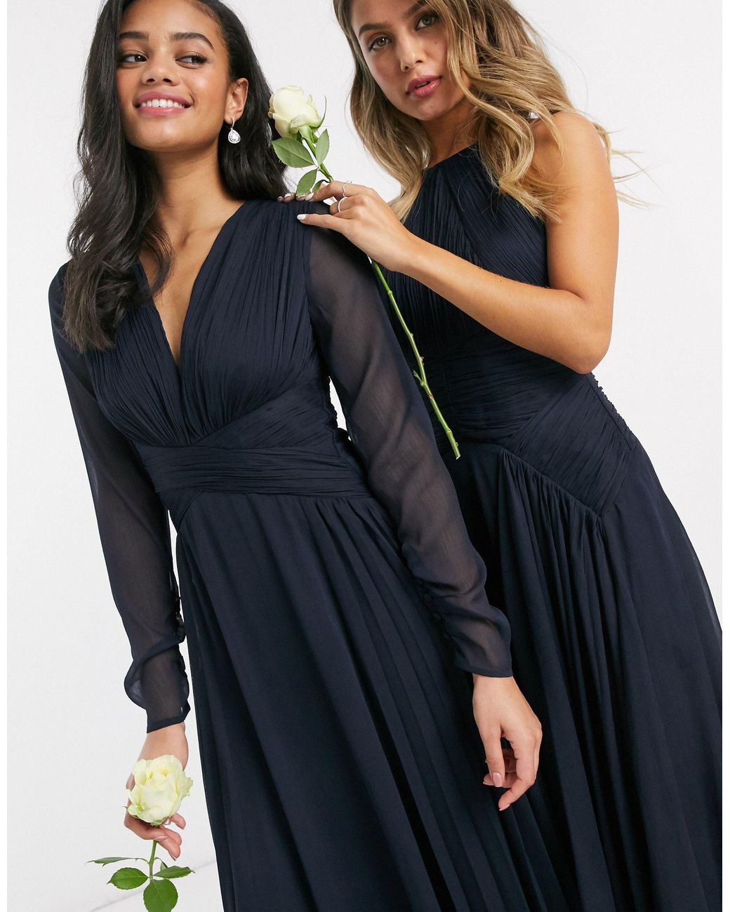maxi dress with ruched waist