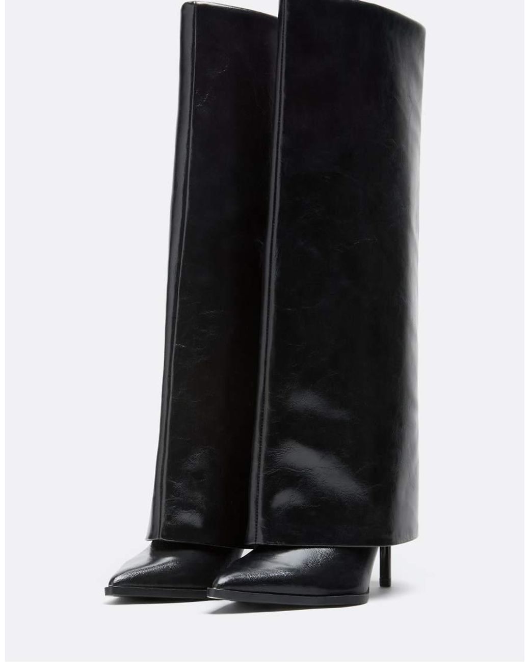 Stradivarius Black Fold Over Knee Boots