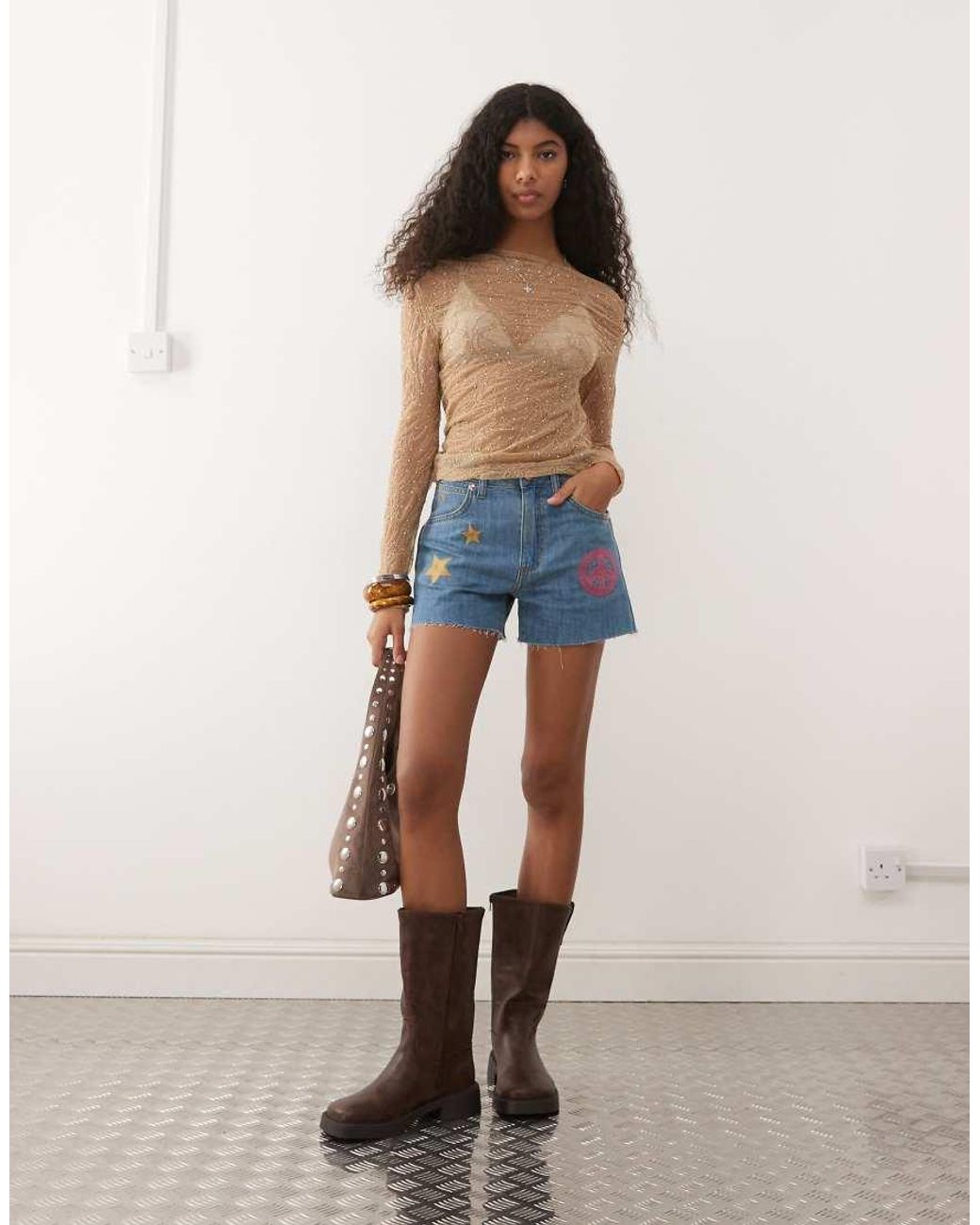 Wrangler Blue X Lainey Wilson Embroidered Denim Shorts