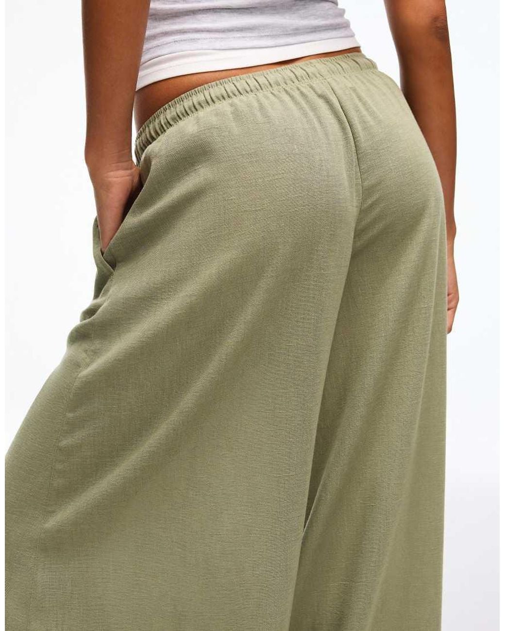 Bershka Green Tall Rustic Sarouel Trousers