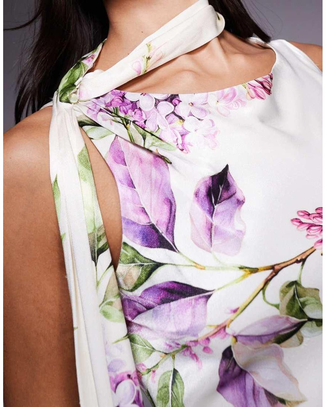 Forever New Multicolor Satin Tassel Scarf Maxi Dress