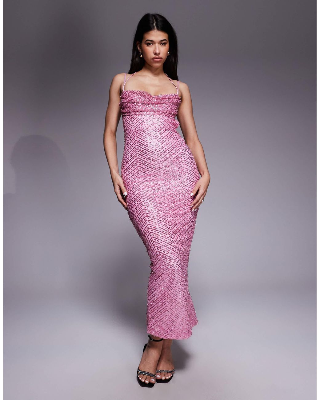 strapless open back dress Embellished Strapless Cowl Neck Mini Dress in Blush - 12 main image 1