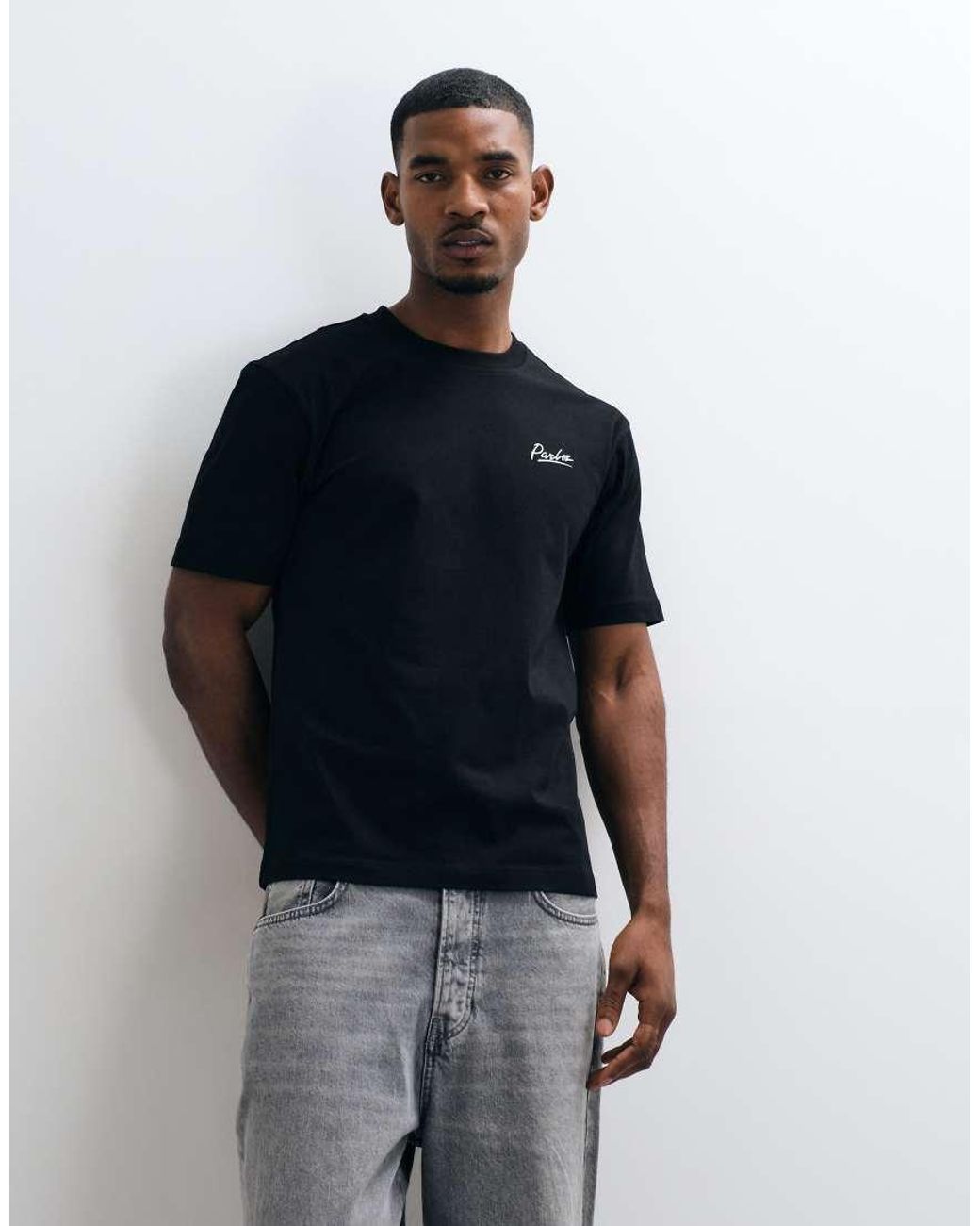 Parlez Black T-shirt With Graphic Back Print for men