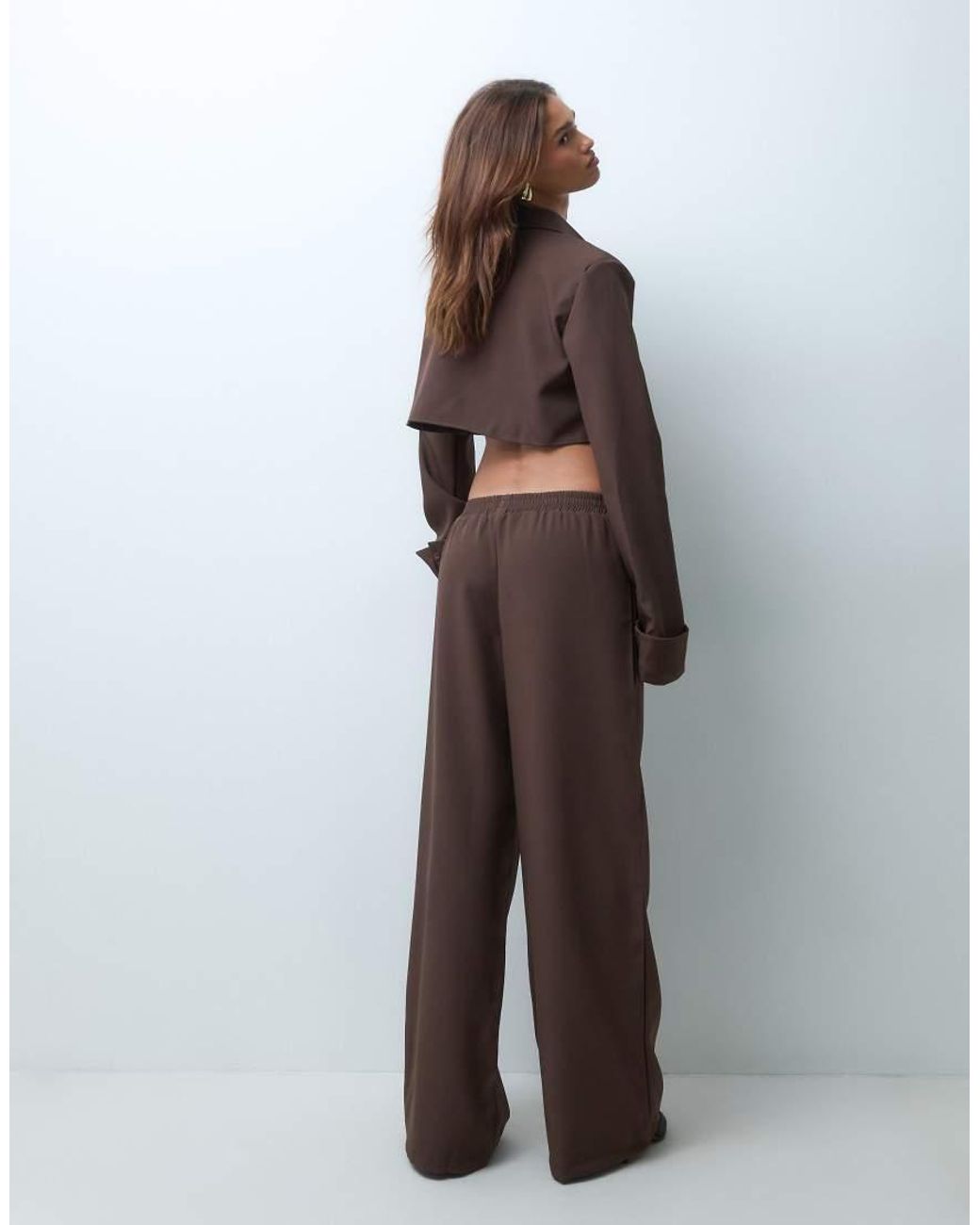 Missy Empire Natural High Waisted Wide Leg Trousers Co-Ord