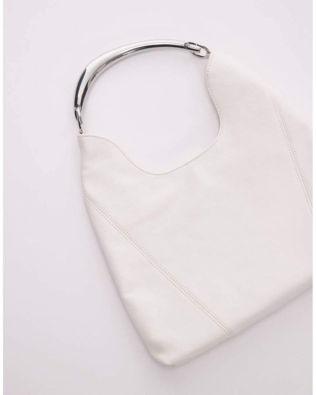 Mango Brown Leather Shoulder Bag With Metal Detail Handle