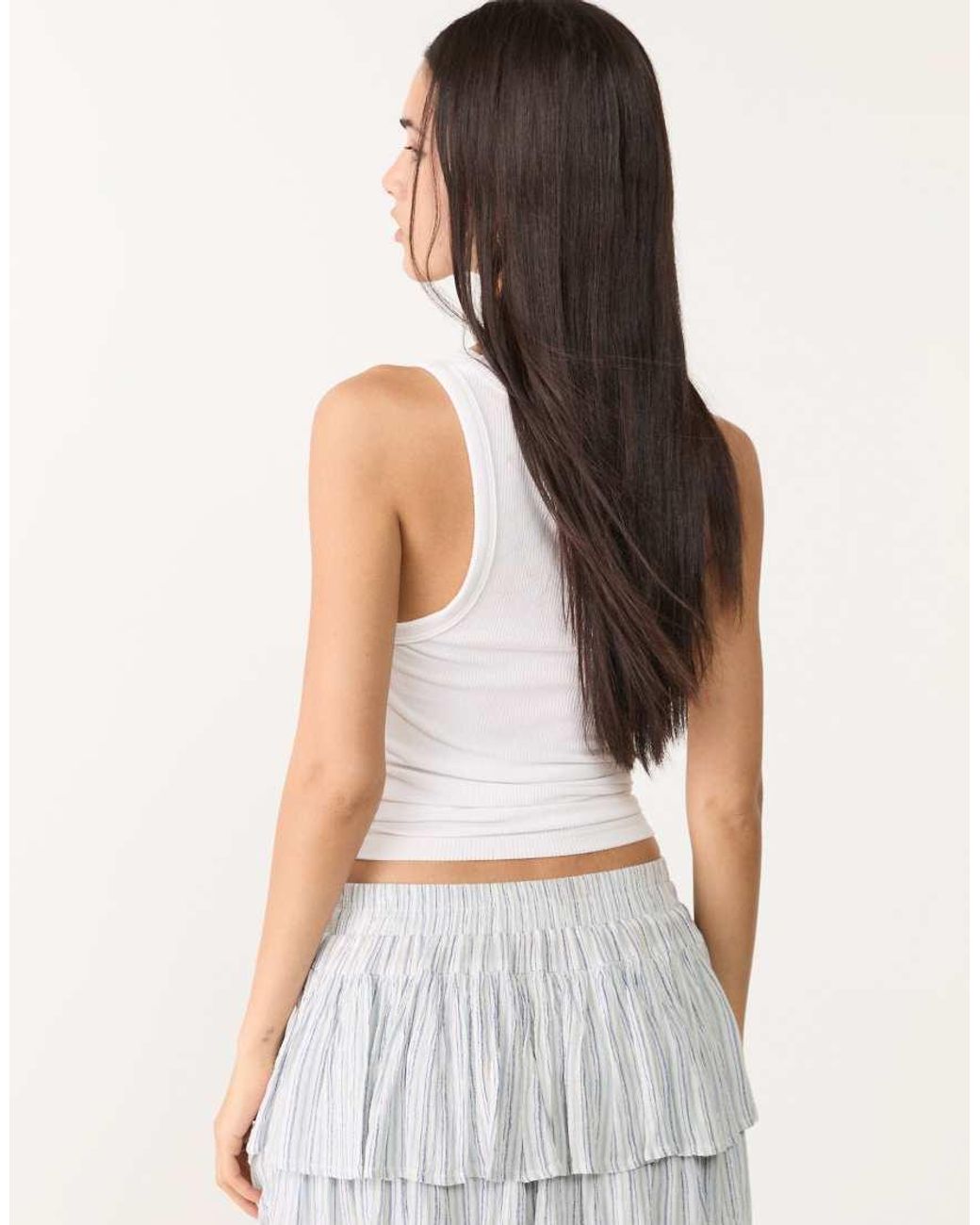 Stradivarius White Ruffled Mini Skort