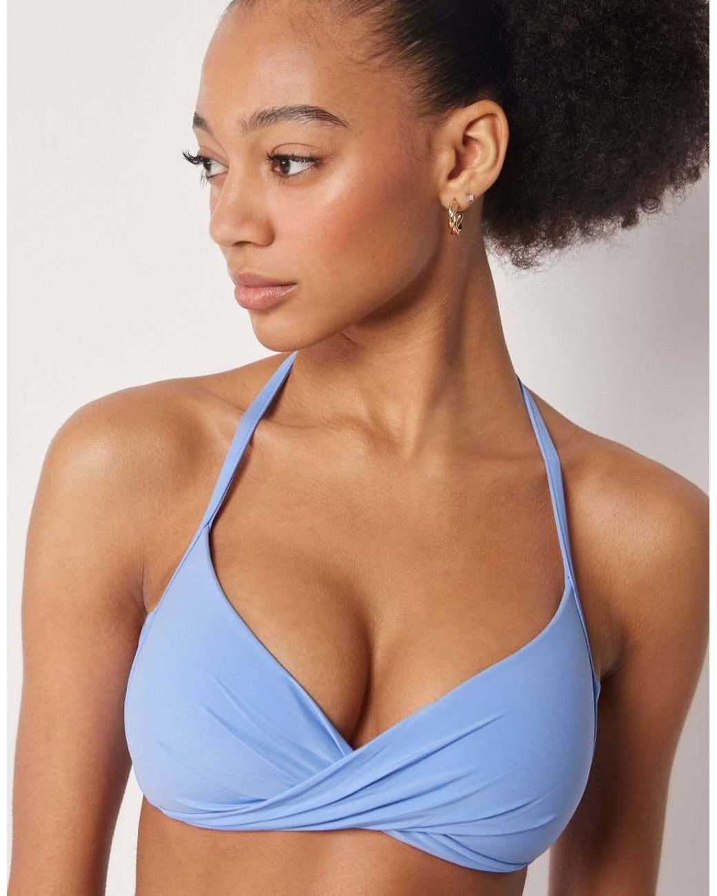 Calzedonia Blue Premium Fit Graduated Triangle Bikini Top