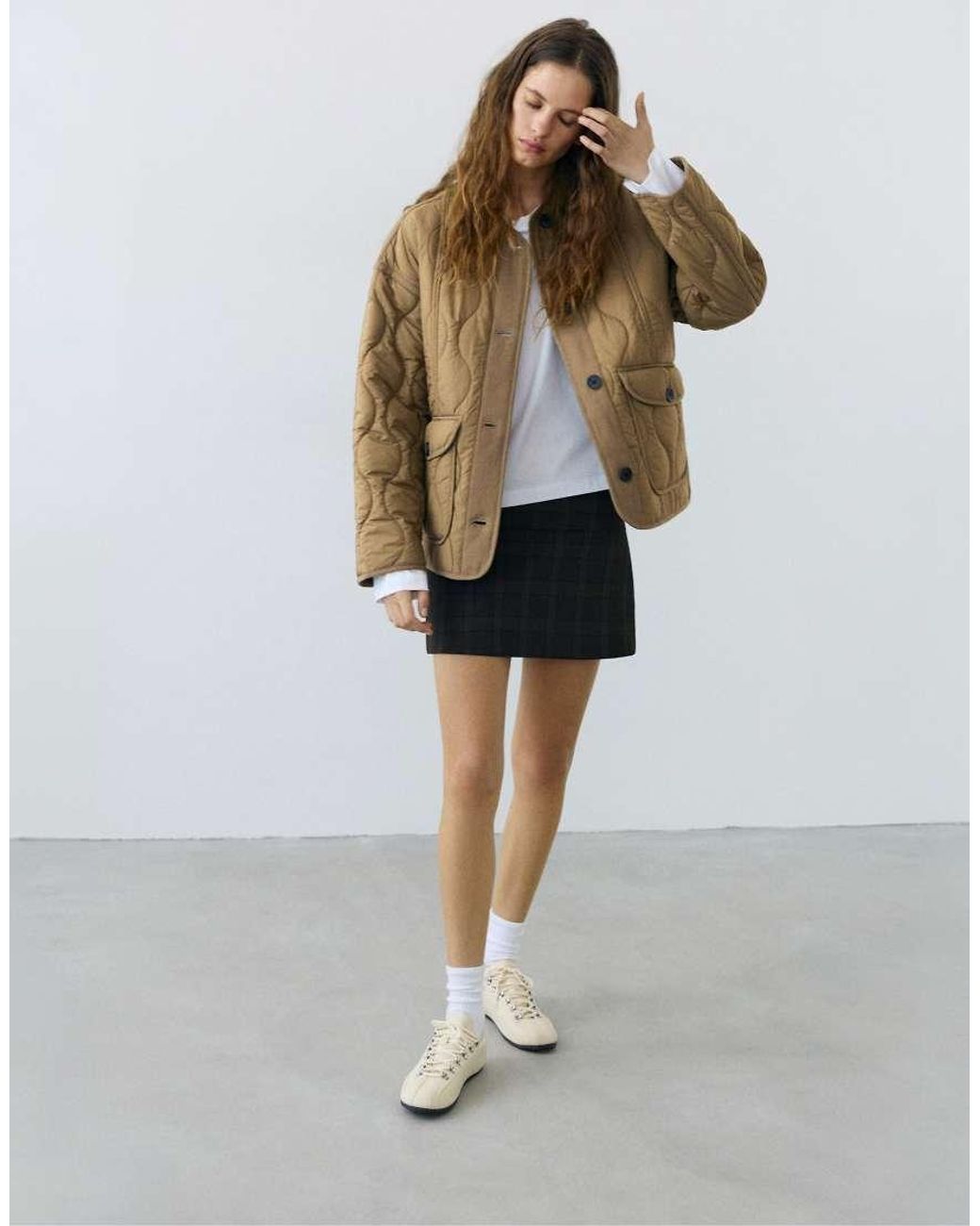 Pull&Bear Natural Puffer Jacket With Pockets