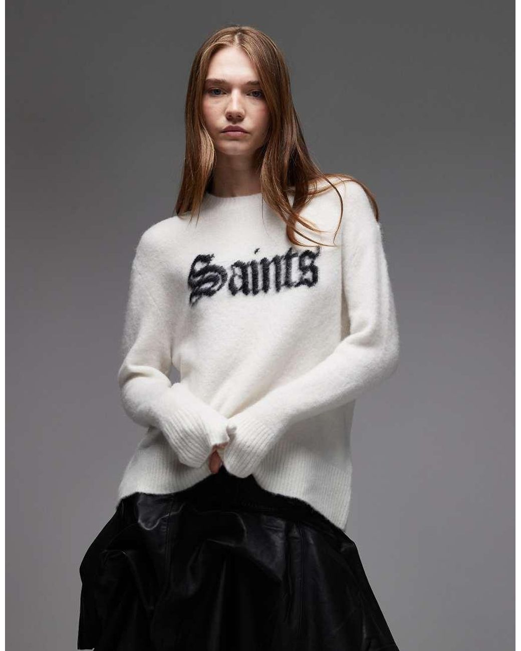 AllSaints Gray Saint Crew Neck Jumper