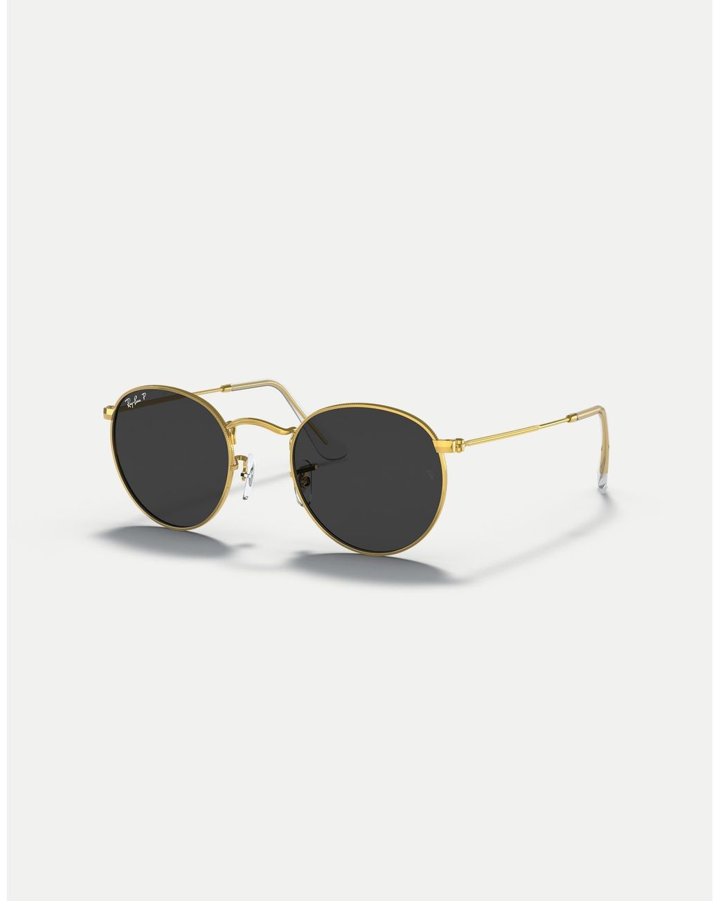 Ray-Ban – runde, polarisierte metall-sonnenbrille in Metallic für Herren