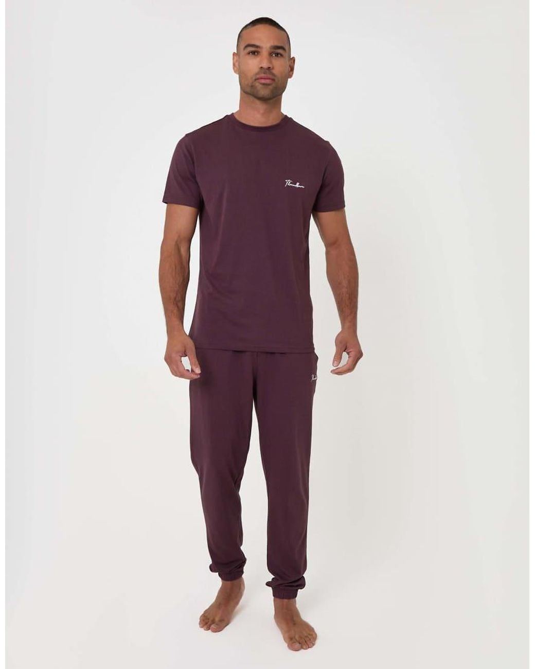 Threadbare Red T-Shirt & Cuffed Joggers Lounge Set for men