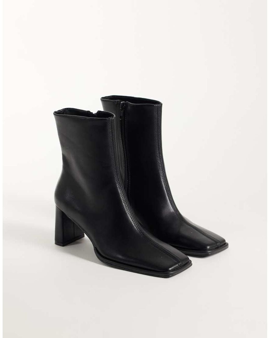 ASOS Black Romeo Square Toe Heeled Ankle Boots