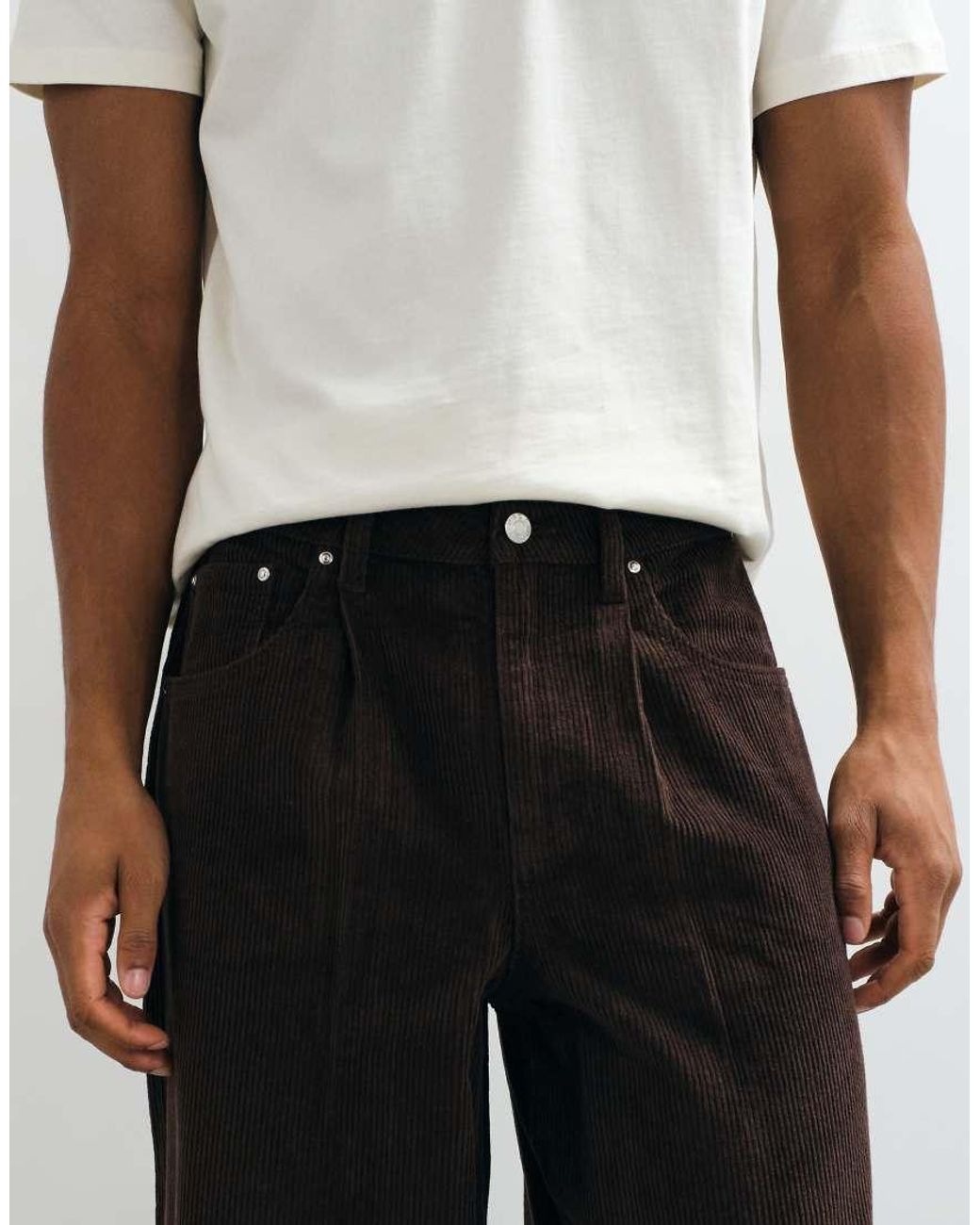 ASOS White Loose Corduroy Pants for men
