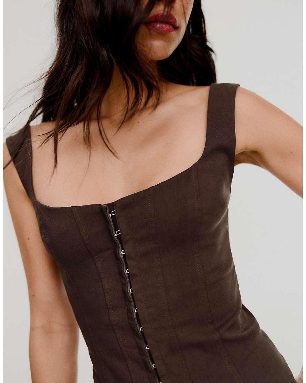 Bershka Brown Bengaline Strappy Top