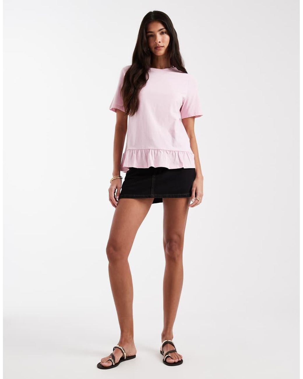 Pieces Red Frill Trim T-shirt