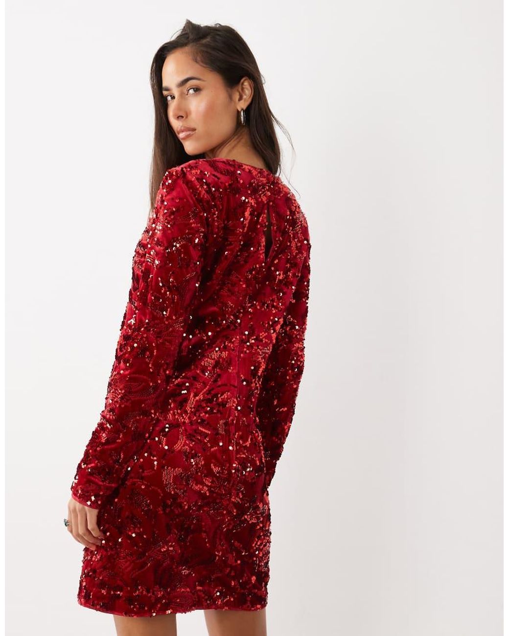 Y.A.S Red Sequin And Velvet Mini Dress