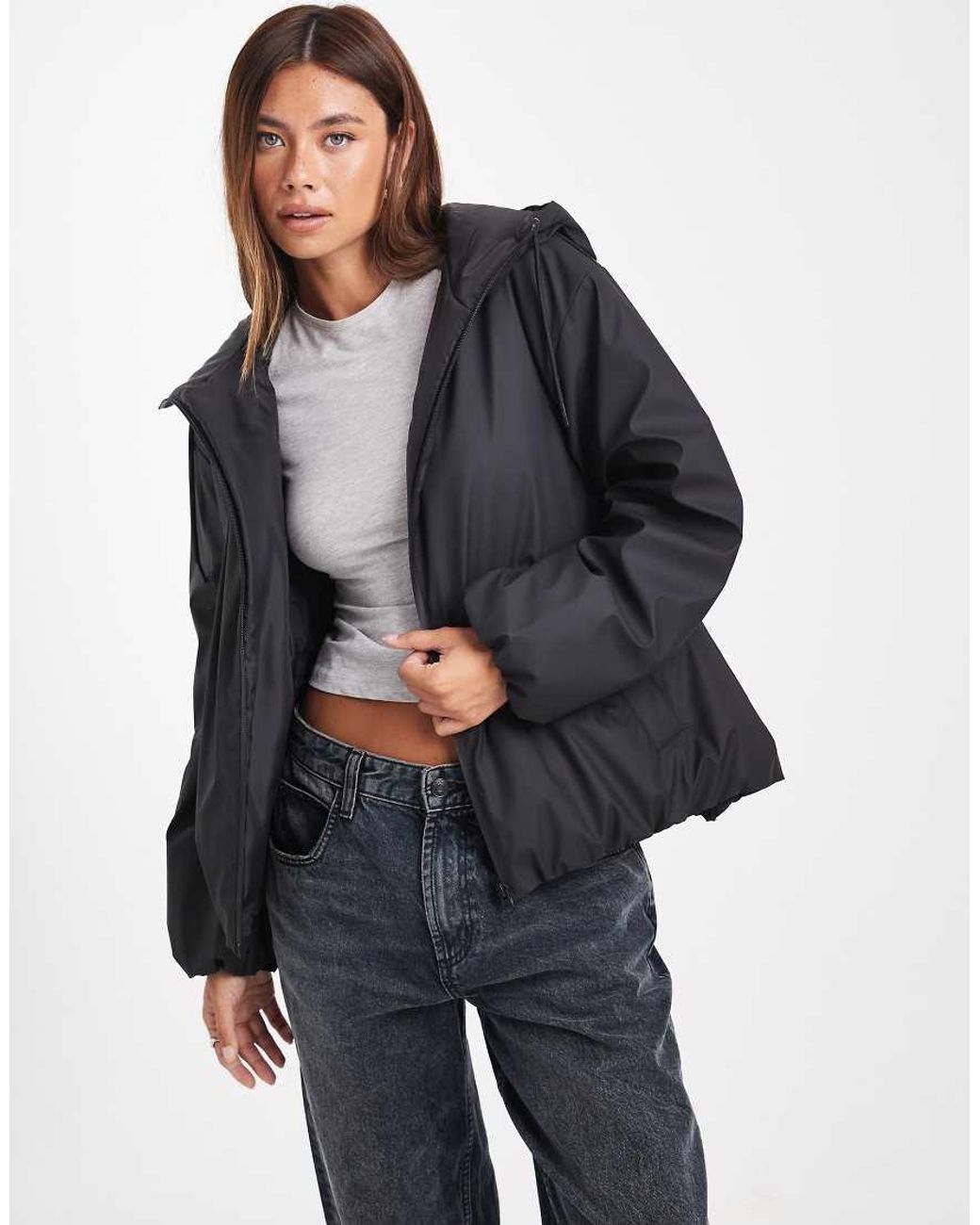 ASOS Regen-Bomberjack Met Rubbercoating En Capuchon in het Black