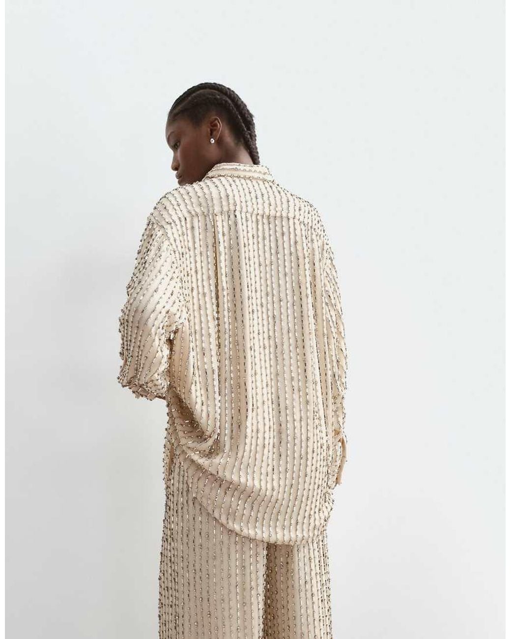 ARRANGE Natural Linear Embellished Oversized Shirt Co-ord