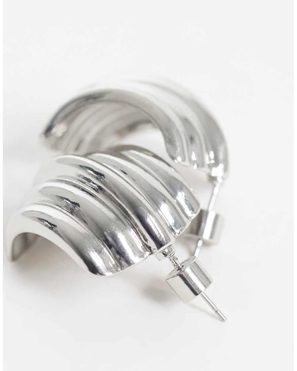 ASOS Gray Stud Earrings With Ridge Design